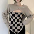 Check Camisole Top / Shrug / Pants / Set