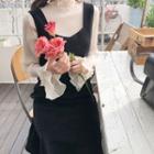 Flared Velvet Pinafore Dress Black - One Size