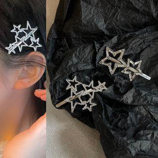Star Rhinestone Hair Clip 1628a - Silver - One Size