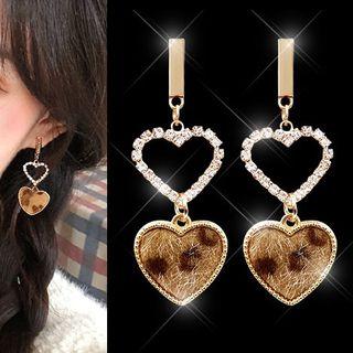 Leopard Heart Drop Earring As Shown In Figure - One Size