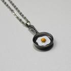 Fry Pan & Egg Pendant Alloy Necklace Silver - One Size