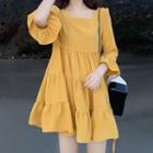 Bell-sleeve Tiered Mini A-line Dress