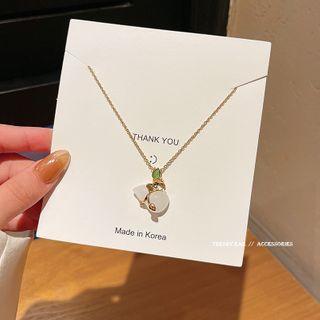 Gourd Gemstone Pendant Necklace X437 - Gold - One Size