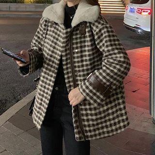 Plaid Padded Single-breasted Coat