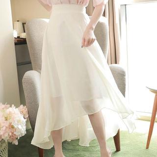 Asymmetric-hem Maxi Chiffon Skirt