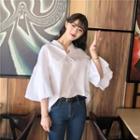 Puff-sleeve Hoop-accent Blouse