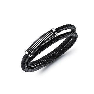 Simple And Creative Spring Geometric 316l Stainless Steel Double Leather Bracelet Silver - One Size