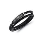 Simple And Creative Spring Geometric 316l Stainless Steel Double Leather Bracelet Silver - One Size