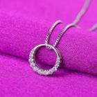 Hoop Rhinestone Pendant Sterling Silver Necklace Necklace - Silver - One Size