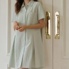 Short-sleeve Invert-pleat Shirtdress