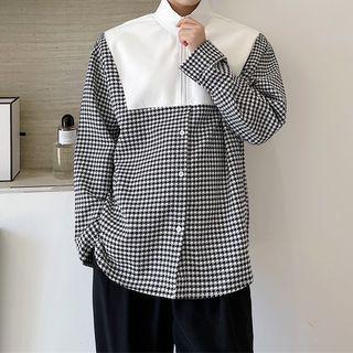 Houndstooth Panel Shirt Jacket