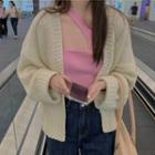 Open-front Cardigan / One-shoulder Camisole Top