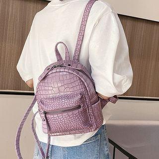 Crocodile Grain Faux Leather Backpack