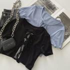 Short-sleeve Tie-front Top / Leopard Print Camisole Top