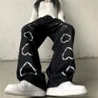 Heart Pattern High Waist Loose Fit Jeans