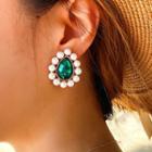 Cat Eye Stone Faux Crystal Drop Earring 1 Pair - 18014 - Green - One Size