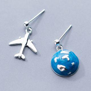 925 Sterling Silver Non-matching Drop Earring As Shown In Figure - One Size