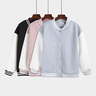 Color Panel Baseball Jacket / Plain Hoodie