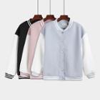 Color Panel Baseball Jacket / Plain Hoodie