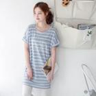Stripe Pattern Graphic Longline Tee/dress