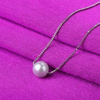 Faux Pearl Pendant Sterling Silver Necklace Necklace - 8m Faux Pearl - Silver - One Size