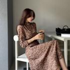Mock-neck Printed Maxi Dress