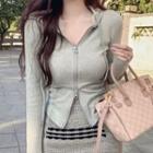 Long-sleeve Zip-up Top / Mini Skirt