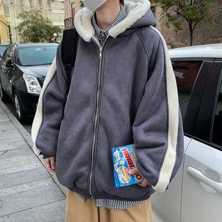 Two Tone Fleece-lined Zipped Jacket