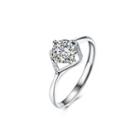 925 Sterling Silver Fashion Hollow Diamond Cubic Zircon Adjustable Ring Silver - One Size
