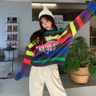 Printed Multi-color Fleece-lined Sweatshirt