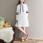 Striped Drawstring Hoodie Dress