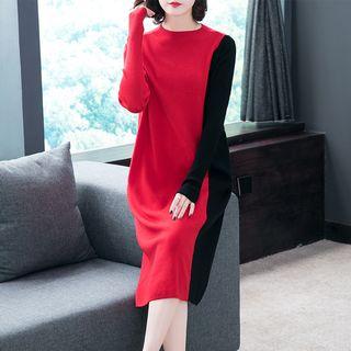 Two-tone Midi Sweater Dress