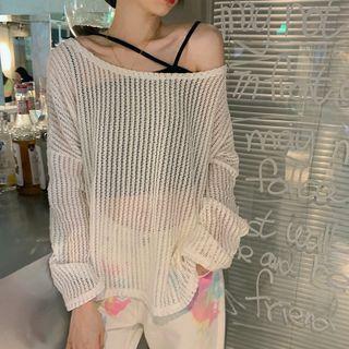 Strappy Camisole Top / Long-sleeve Pointelle Knit Top