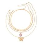Set Of 4: Alloy Necklace Set Of 4 - Gold - One Size