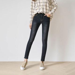 Mid-rise Brushed-fleece Lined Slim-fit Jeans