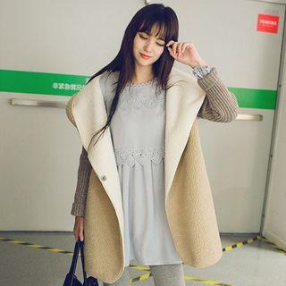 Fleece Hooded Snap-button Coat