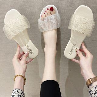 Floral Mesh Slide Sandals