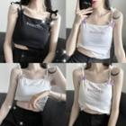 Lettering Butterfly Accent Cropped Camisole Top