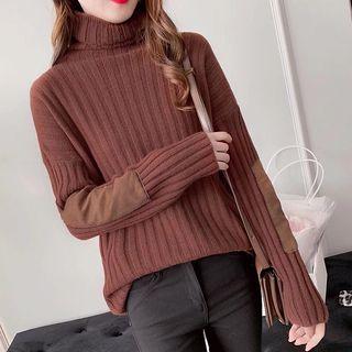 Turtleneck Patched Sweater
