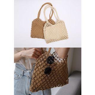 Straw Net Shopper Bag With Pouch