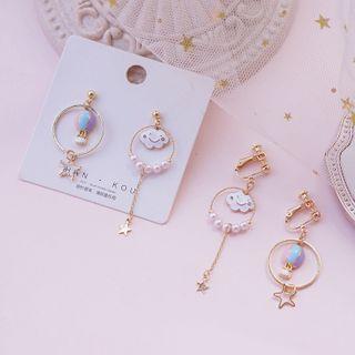 Asymmetrical Hot Balloon & Cloud Drop Earring
