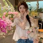Ruffle Halter Short-sleeve Top