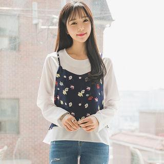 Inset Floral Long-sleeve Top