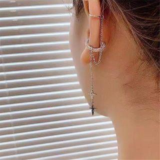 Rhinestone Chain Earring 1 Pc - Silver - One Size