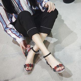 Block Heel Star Accent Sandals