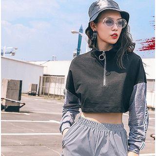 Color Block Crop Pullover