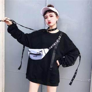 Strap Long Sleeve Pullover Black - One Size