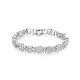 Fashion And Elegant Geometric Bracelet With Cubic Zirconia Silver - One Size