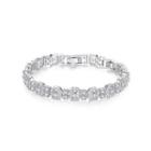 Fashion And Elegant Geometric Bracelet With Cubic Zirconia Silver - One Size