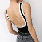 Contrast Trim Open-back Tank Top